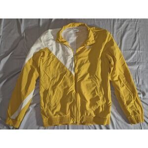 Vintage Reebok Full Zip Track Jacket Sz M Wind Breaker Color Block White Yellow